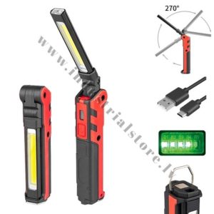 DARBNĪCU LUKTURIS AR COB LED DIOŽU SPULDZĒM UZLĀDĒJAMS