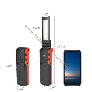DARBNĪCU LUKTURIS AR COB LED DIOŽU SPULDZĒM UZLĀDĒJAMS