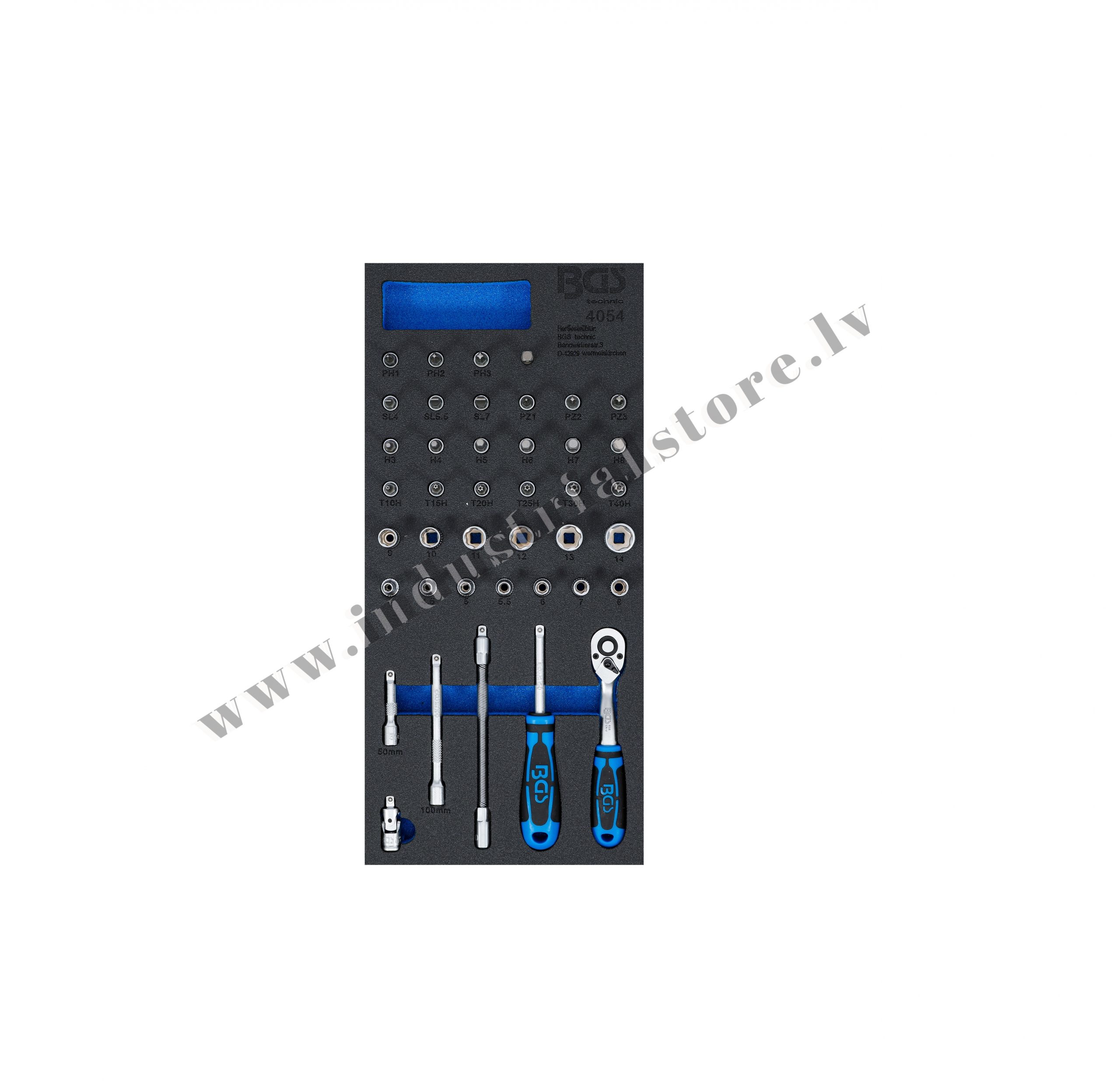 KOMBINĒTS MUCIŅU KOMPLEKTS AR 1/4'' KVADRĀTU 41VIEN BGS