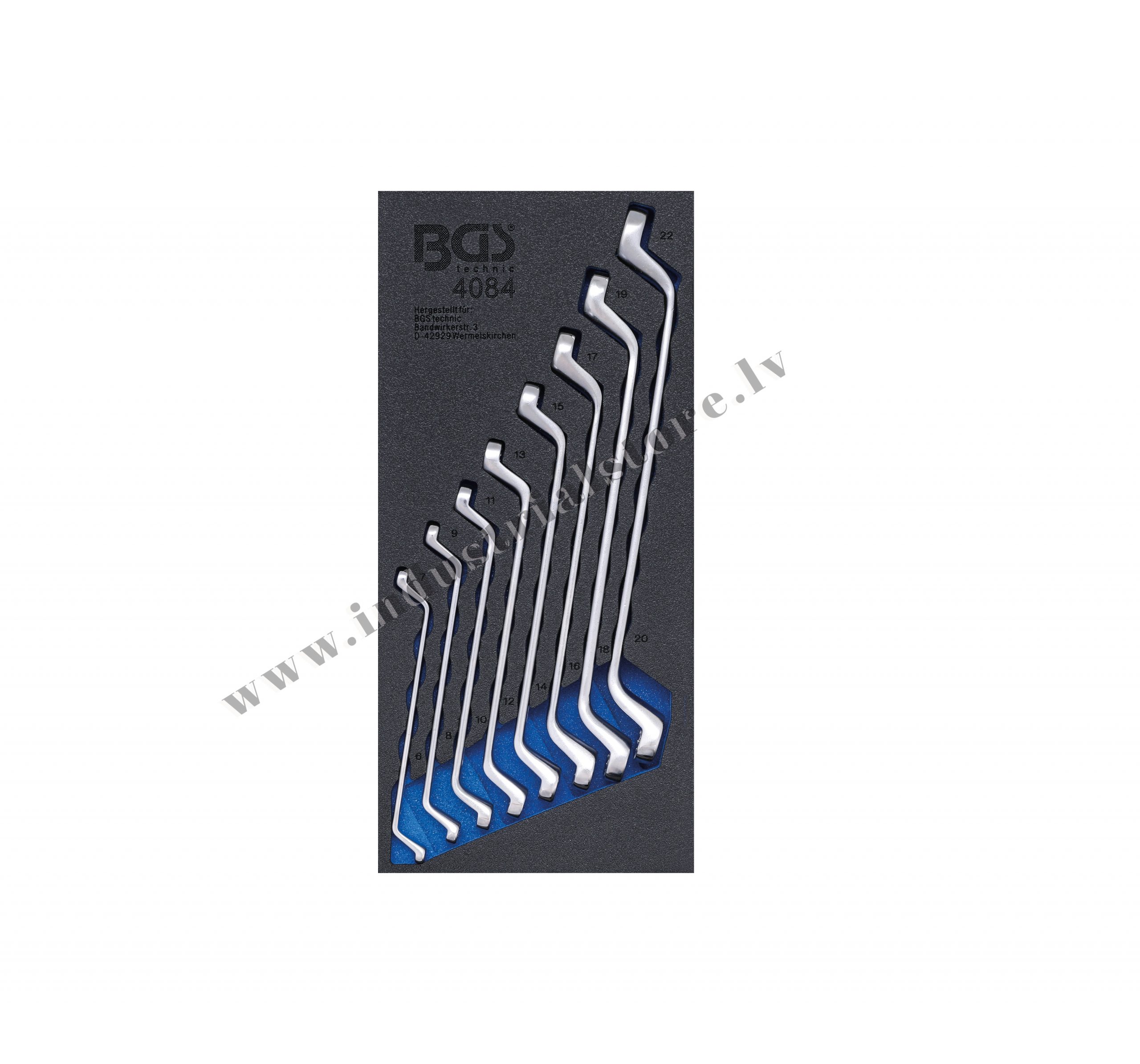 DUBULTĀ GREDZENA UZGRIEŽŅU ATSLĒGU KOMPLEKTS 6x7-20x22MM 8VIEN BGS