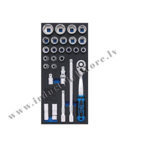KOMBINĒTS MUCIŅU KOMPLEKTS AR 1/2'' KVADRĀTU 27VIEN BGS