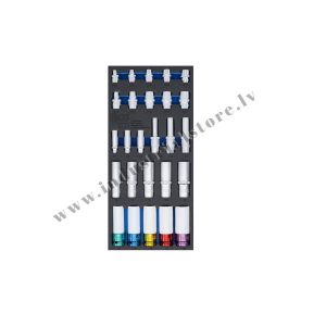 KOMBINĒTS MUCIŅU KOMPLEKTS AR 1/4'' / 3/8''  / 1/2'' KVADRĀTU 26VIEN BGS