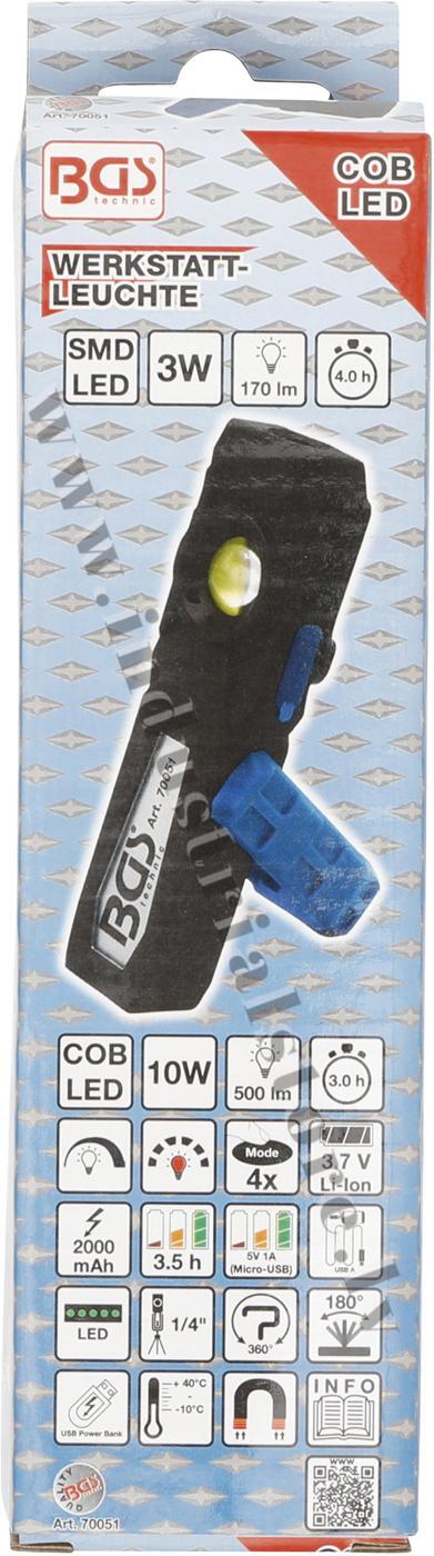 DARBNĪCU LUKTURIS AR COB LED DIOŽU SPULDZĒM UZLĀDĒJAMS BGS 2000mAh - Image 10