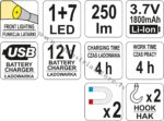 Darbnīcu lukturis ar cob LED diožu spuldzēm uzlādējams yato 1800mah - Image 6