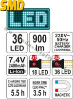 Darbnīcu lukturis ar cob LED diožu spuldzēm uzlādējams - Image 4