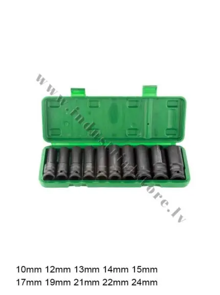 Pagarinātu triecien muciņu komplekts 1/2" 10-24mm